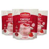 Linwoods Strawberry Energy Overnight Oats | 3x 300g Porridge Oats | Healthy Breakfast Food | Vegan Friendly & Gluten Free